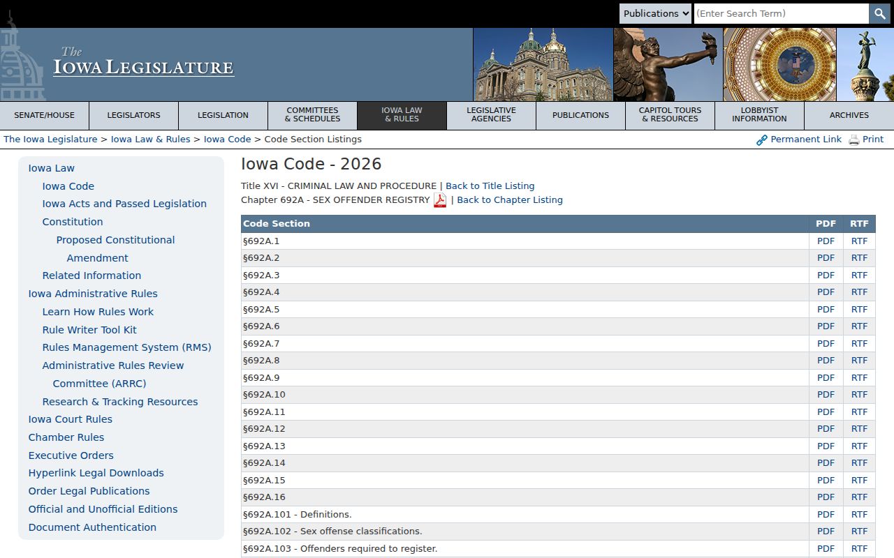 Fremont County arrest records and Iowa registry law