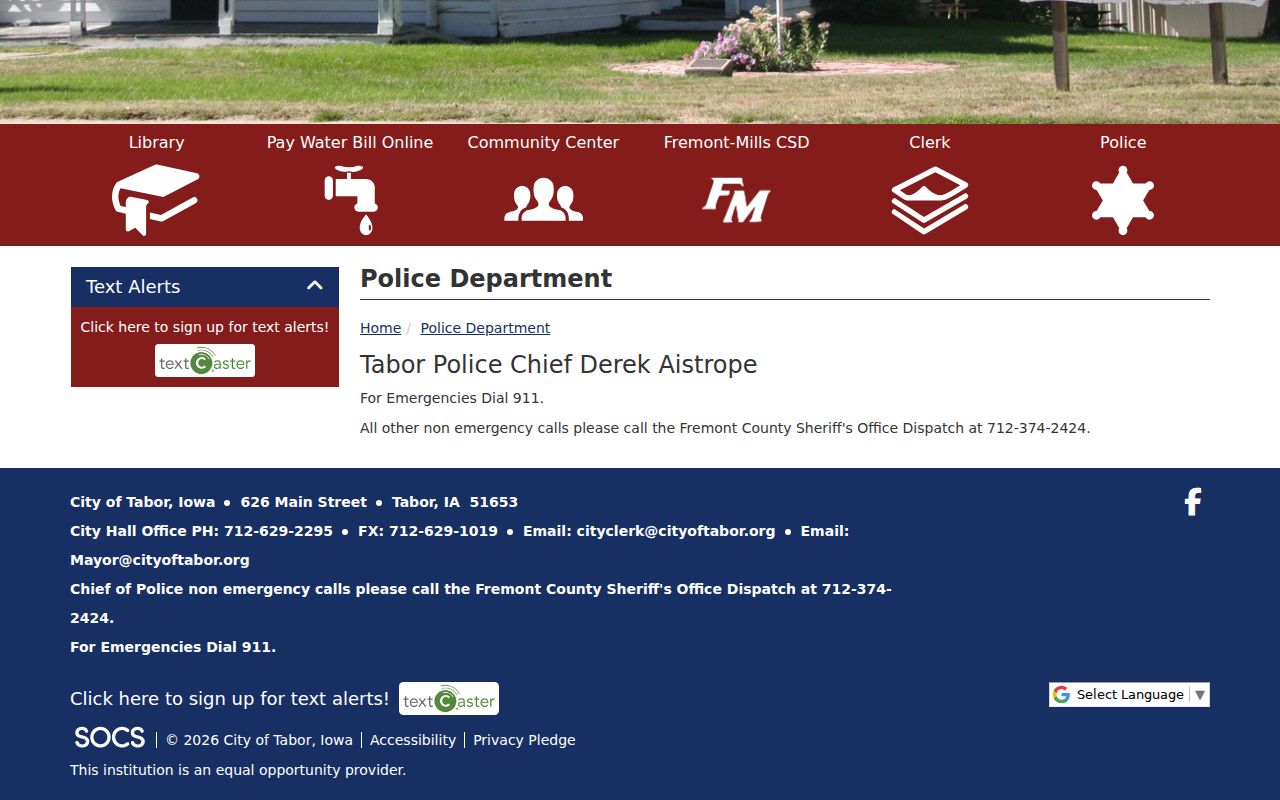 Tabor criminal records police and dispatch source