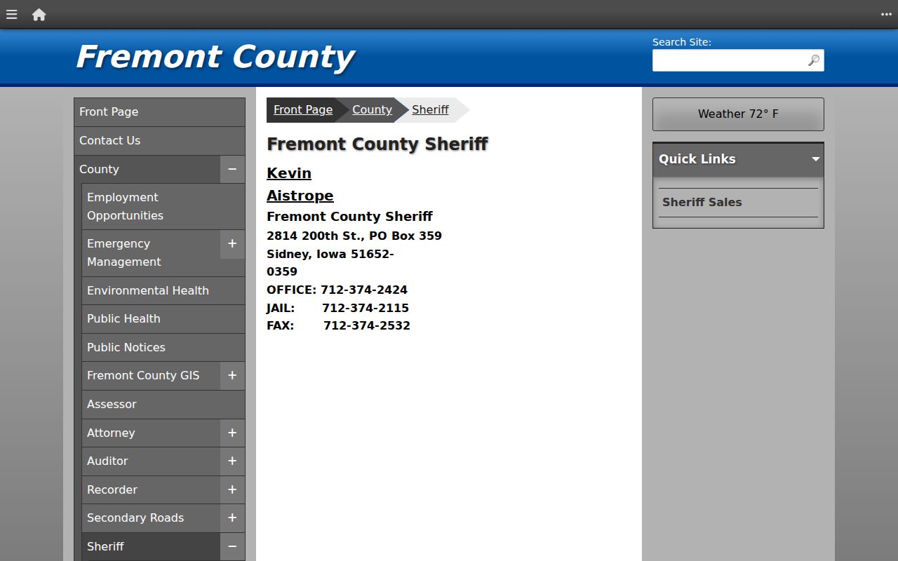 Fremont County arrest and jail record contacts